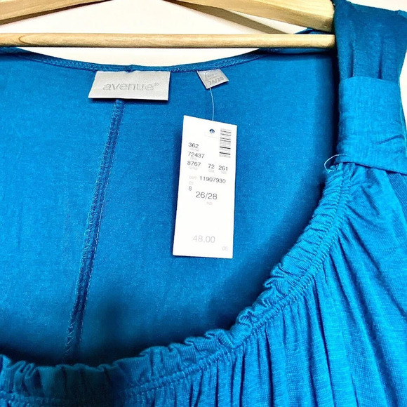 NWT Avenue Blue Tank Dress Tie Waist Women's 26/28 Midi Flowy Summer - Picture 6 of 13